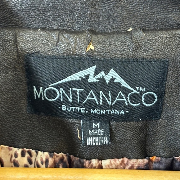 Brown Leather Motorcycle Jacket with Distressed Finish - Picture 3 of 6